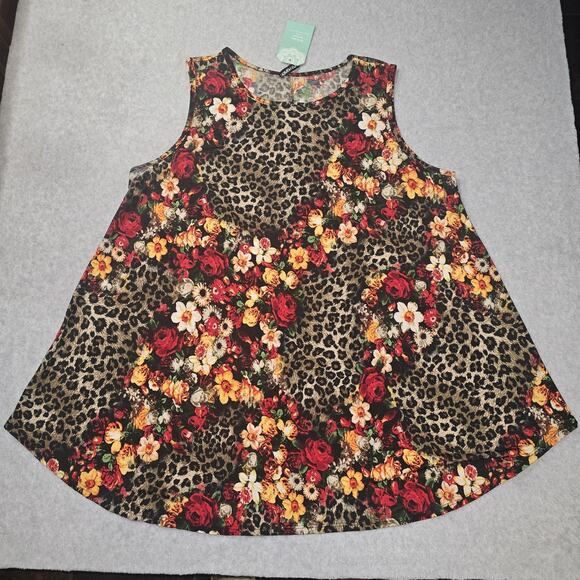 Heimish Animal Print Floral Sleeveless Black Red 3XL NWT‎ Curvy Boutique Sexy - Picture 1 of 7